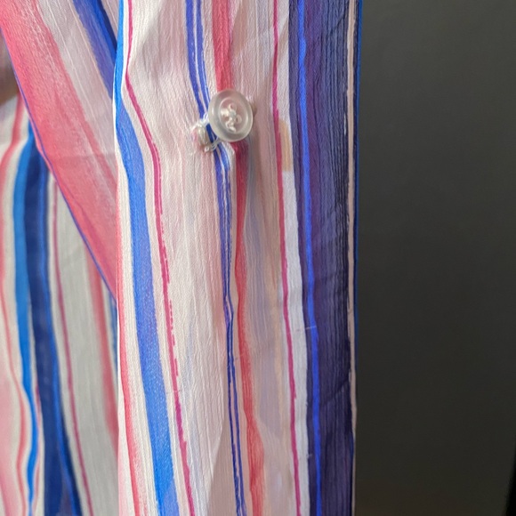 KUT From The Cloth Semi Sheer Jasmine Watercolor Striped Semi Sheer Blouse - Picture 5 of 16